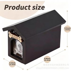 Wooden Pet Urn With Photo Frame Dog Tag Hook <b>Memorial</b> <b>Box</b> For Pet Funeral Supplies Durable Rectangle Shape - Product Image 4