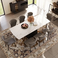 Table à manger extensible européenne 12 places, ensemble de table à manger noire extensible, mesas de comedor extensibles