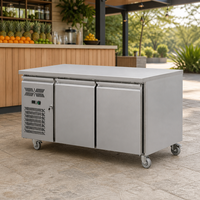 Réfrigérateur commercial en acier inoxydable sous comptoir, 2 portes, table de travail réfrigérée