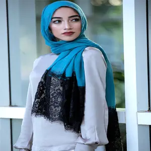 Fabricantes distribuir novo lenço de cor sólida, duas cabeças preto hijabs mulheres lenço de seda lenço xale hijabs