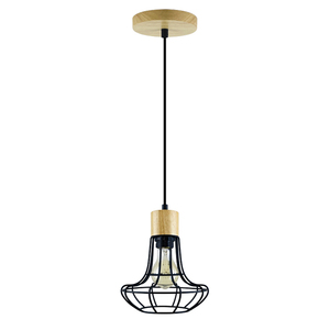 Lampe suspendue en bois Art déco, abat-jour en métal unique et petit, lampe suspendue pour salle à manger, lampe suspendue moderne pour bureau, lampe pour magasin - Product Image 1