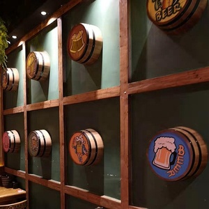 Letrero Decorativo de Pared con Forma de Barril de Vino Vintage, Placas de Madera - Product Image 1