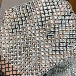 Chất Lượng Hàng Đầu <span class=keywords><strong>Rhinestone</strong></span> Lưới Vải Pha Lê Vải Hình Vuông Thạch Với Lưới Cho Sang Trọng Ăn Mặc Khiêu Vũ Ăn Mặc - Product Image 1