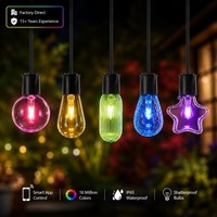 Luces de Cadena LED RGBIC para Exteriores, Bombillas Bistro con Cubiertas de PC Reemplazables para Proyectos de Iluminación de Paisajes