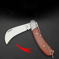 Couteau de greffage à lame en acier inoxydable, manche en bois, pour jardinage, tactique, EDC, chasse, poche, camping, support OEM ODM