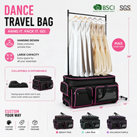 Sac de voyage à roulettes personnalisé OEM pour concours de danse avec porte-vêtements, sac de voyage pliable pour costumes sur roulettes