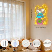 Neonawall Enseigne néon LED USB à intensité variable pour magasin d'animaux, café pour chats, propriétaires de chiots, vitrine, mur et décoration commerciale