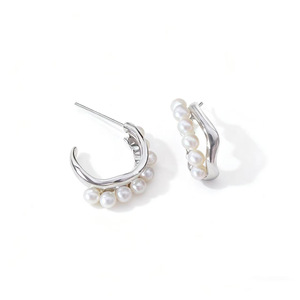 22878DIY Accessoires en argent S925 avec perles, boucles d'oreilles multi-perles tendance avec barre de 3-4 mm et support vide pour barre de 3-4 mm et clou d'oreille - Product Image 5