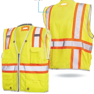 High Visibility quality LED light mesh reflective safety vest for night working