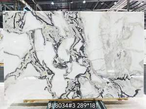 Dalle de marbre naturel poli de luxe à veinage prononcé blanc et gris pour comptoirs de hall modernes, murs et revêtements de sol décoratifs - Product Image 2