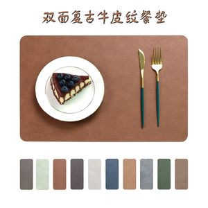 Shoho Double-sided Pu Leather <b>Placemat</b> Solid Color Heat Insulating Waterproof <b>Square</b> Plate Mat For Dining Table - Product Image 5