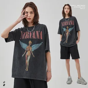 Nirvana Band 250 G Reine Baumwolle Retro Rock T-Shirt hohe Qualität Farbe fest O-Ausschnitt Tee Druck Mode modische Marken-T-Shirt