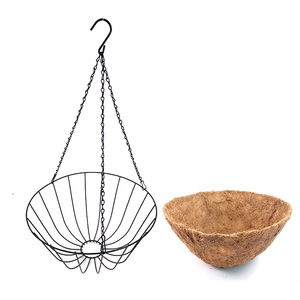 Panier à fleurs suspendu en fibre de coco, rond, avec chaîne en fer, pour la décoration de balcon - Product Image 4