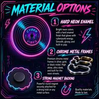 Individueller Cyberpunk Neon Metall Kühlschrankmagnet Hartemaille Retro Kassetten-TV Boombox Souvenir-Magnet mit Logo-Verpackung