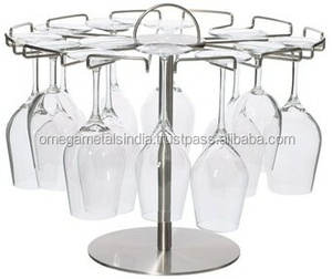 Estante de vino de mesa de 18 vidrios con enfriador de metal para Bar/Hoteles Vino Whisky Almacenamiento de cerveza Fabricado por Barware Supplier - Product Image 5