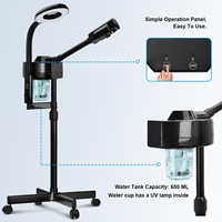 1688 White 2 in 1 Hot Mist Facial Steamer Machine with 5X Magnifying Lamp Ozone Deep Cleansing for Salon Spa Face Care