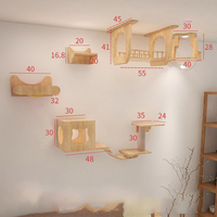 Structure d'escalade pour chat modulable DIY, moderne, de luxe et écologique, avec lits pour chat, perchoirs et étagères murales en bois massif et robustes, en carton