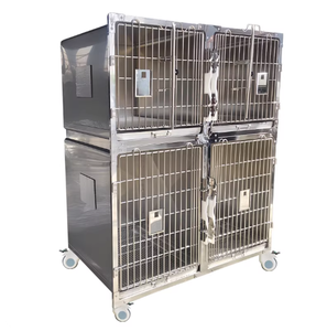 不锈钢狗笼 |   大型犬和宠物用重型兽医医院笼子 |   经典设计，带轮子，易于清洁 - Product Image 6