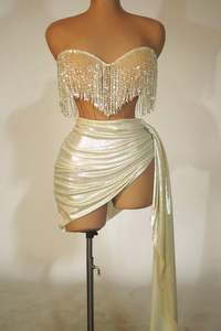 Conjunto de Vestido de Lentejuelas con Corsé y Hombros Descubiertos para Mujer, Ideal para Fiestas, Discotecas, Conciertos y Actuaciones - Product Image 3