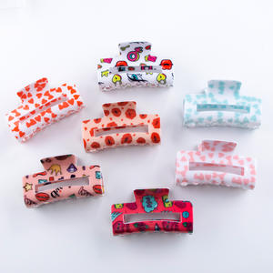 Pinzas de Pelo Acrílicas Geométricas Frescas y Dulces de 8 cm, Rectangulares, Estilo Europeo y Americano, Accesorios para Niños para el Día de San Valentín - Product Image 5