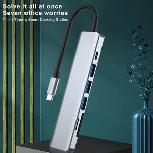 7-ใน-1โมบายคอมพิวเตอร์อเนกประสงค์แบบพกพา USB 3.0ฮับ tf/sd การ์ดรีดเดอร์ HD4K HD USB C HUB <span class=keywords><strong>8</strong></span> in 1 Type C HUB - Product Image 2