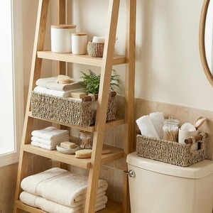 ตะกร้าเก็บของจากหญ้าทะเลสำหรับจัดระเบียบตะกร้าสานมือ ตะกร้าหวายธรรมชาติขนาดใหญ่ทรงสี่เหลี่ยมพร้อมหูจับไม้ - Product Image 6