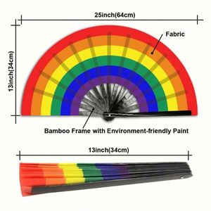 Abanico Plegable de Bambú de 33 cm con Logotipo Personalizado, Abanico de Mano Grande - Product Image 3