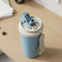 Gobelet isotherme en acier inoxydable à double paroi de 600 ml (20 oz) – Tasse à café de bureau anti-fuite avec sangle de transport tressée – Maintien au chaud 12-24h