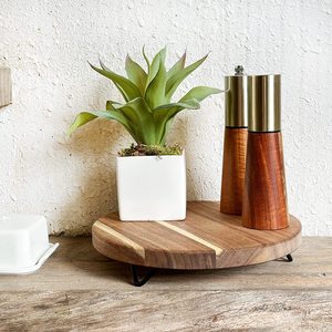 Solid Wood Round <b>Storage</b> <b>Tray</b> For Kitchen And Bathroom Decorative Base With Standing Type Design - Product Image 4