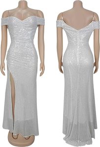 Robe de bal élégante à col fendu pour femmes Robe longue Maxi formelle soirée bal de promo robes de mariée - Product Image 3