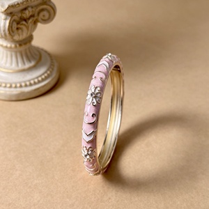 Wholesale Women's Christian Vintage Ethnic Alloy Bangles Colorful Oil Drip Colorfast Electroplating Diamond Flower Relief - Product Image 5