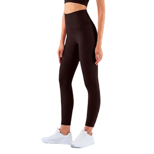 Custom Made High Quality Women's Mid Waist Solid <b>Pattern</b> Breathable Quick Dry Yoga Gym <b>Leggings</b> with Elastic Waist Regular Fit - Product Image 5