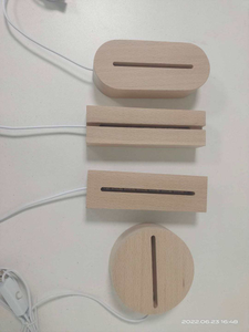 ODM LED socle d'affichage en bois rectangle cristal hêtre support de lumière USB à la main plaque d'éclairage base chaud éclairé 3D veilleuse - Product Image 4