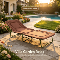 Lit de camping pliable à 5 positions réglables avec cadre métallique, chaise longue inclinable portable pour le camping, la plage, la piscine et l'extérieur