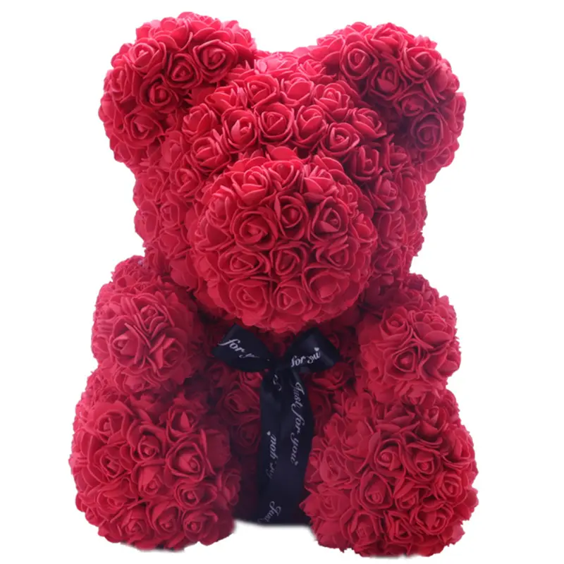 40cm rose bear PE Foam Flower Bear artificial flower teddy bear Christmas Valentine's Day gift wholesale