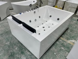 Baignoire autoportante en acrylique HG Real Estate Project pour 1 à 2 personnes, design moderne, écologique, blanche, avec robinet, pour salle de bain intérieure - Product Image 5