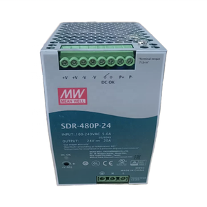 Alimentation électrique industrielle sur rail de type <span class=keywords><strong>SDR</strong></span> série Mean Well 20A 24V DC avec compatibilité LED <span class=keywords><strong>SDR</strong></span>-<span class=keywords><strong>480P</strong></span>-24 - Product Image 1