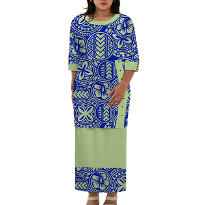 <span class=keywords><strong>Abbigliamento</strong></span> tribale Samoan Puletasi polinesiano <span class=keywords><strong>stampa</strong></span> da donna abito in poliestere lungo fino al pavimento in stile isolano - Product Image 5