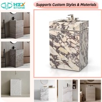 HZX Pierre de marbre blanc Arabescato italien de qualité supérieure pour lavabo de salle de bain avec vasque moderne autoportant