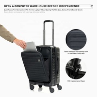 Valise trolley rigide légère à ouverture frontale avec serrure, portable, extensible, multifonctionnelle, bagage cabine, fabrication ODM
