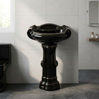 Vente chaude : Ensemble de sanitaires de salle de bain en porcelaine rouge, comprenant WC monobloc et lavabo sur pied