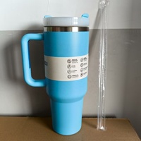 Gobelet isotherme en acier inoxydable à double paroi de 40 oz (1,18 L) avec logo personnalisé, mug à café de voyage, thermos avec poignée et paille