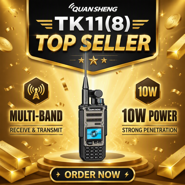 Quansheng TK11(8) Waterproof Analog Air Band Handheld Two Way Radio with Noise Canceling VOX 10W Output 0-10KM Range