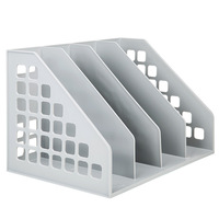 Organizador de Archivos de Escritorio de Plástico con 4 Compartimentos, Porta Revistas Vertical, Clasificador de Libros de Escritorio para Almacenamiento de Documentos de Oficina y Escuela