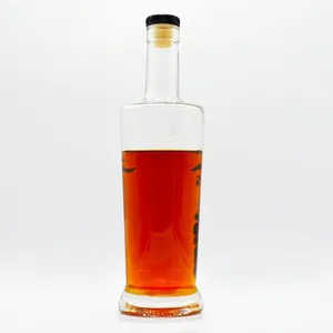 Popular 750ml alcohol spirits single flat square glass whisky empty bottles