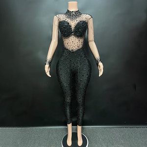 Tenue d'<span class=keywords><strong>anniversaire</strong></span> vêtements de luxe pour femmes <span class=keywords><strong>combinaison</strong></span> de fête élégante avec pierre barboteuse de luxe <span class=keywords><strong>combinaison</strong></span> en maille pour femmes - Product Image 2
