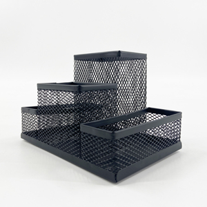 Table Top <strong>Lovely</strong> Sleeve Big Flat Vertical Elegant Attachable Desk Organizer Metal Mesh Pen <strong>Holder</strong> - Product Image 4