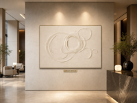 Décor mural texturé en plâtre, motif cercle abstrait tourbillonnant, couleur crème ivoire, cadre en aluminium, pour hôtel, suite, salon, mur d'accentuation, personnalisable