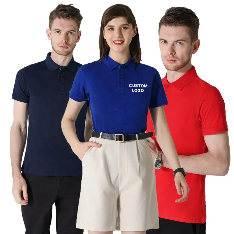 Yüksek kaliteli iş elbiseleri iş polo tişört özel logo işlemeli pamuk polyester erkek golf polo tişört