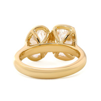 Gemnel Hochwertiger Schmuck Statement Zweisteinring 925 Sterling Silber Vergoldet Kissenförmiger Ovaler CZ Verlobungsring